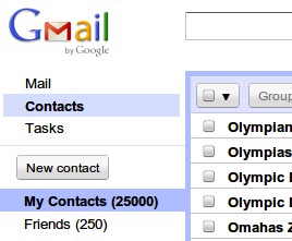 Novo limite de contatos no Gmail: 25000