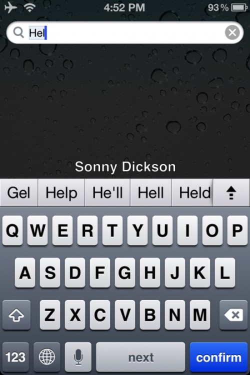 Modo de sugestão de textos no teclado do iOS 5