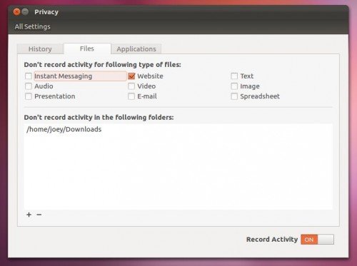 Opções de Privacidade no Ubuntu