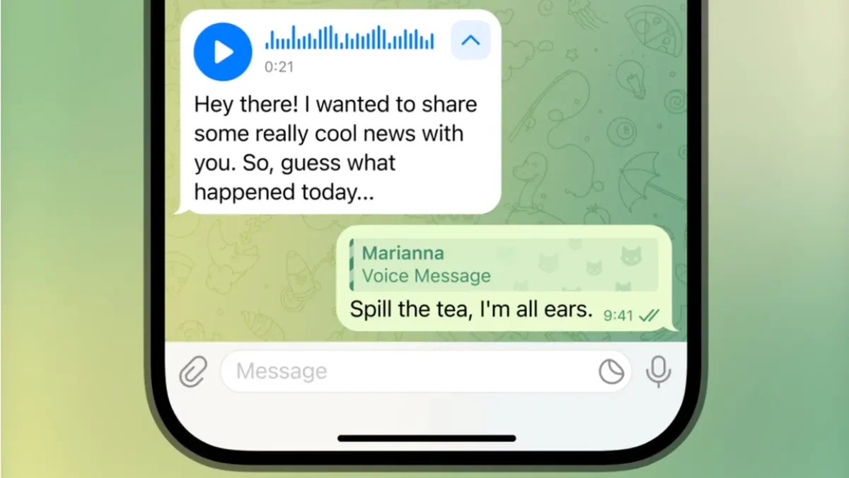 Transcrição de áudio no Telegram