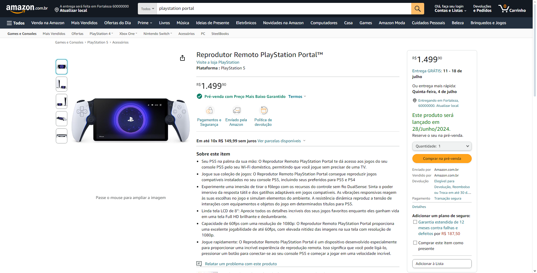 PlayStation Portal na Amazon Brasil