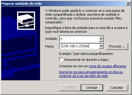 Mapear unidade de rede no Windows XP