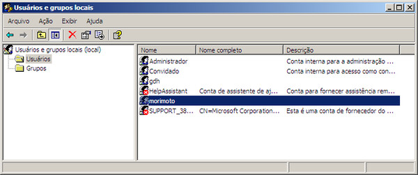 Local User Manager do Windows XP