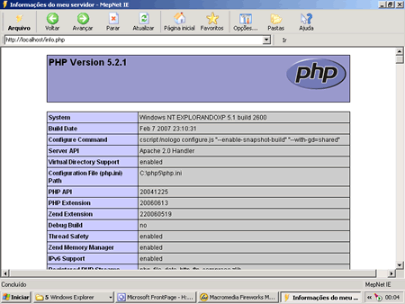 Testando o PHP e vendo diversas informações do servidor