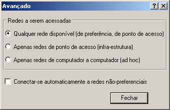 Configuração de conexão sem fio automática no Windows XP
