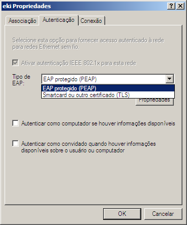 Configuração de autenticação de uma rede sem fio no Windows XP