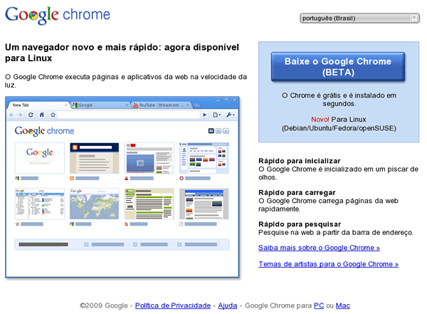 Chrome beta para Linux e Mac foi publicado hoje