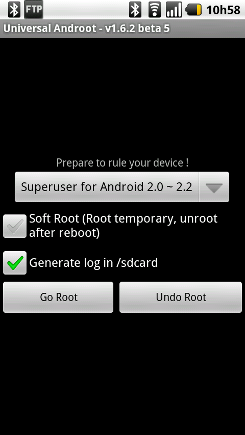 Universal Androot rodando no Android