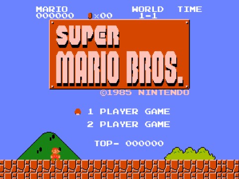 Super Mário (NES), um clássico jogo de plataforma (2D).