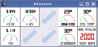 Monitorando as tensões e temperaturas no Linux usando o KSensors