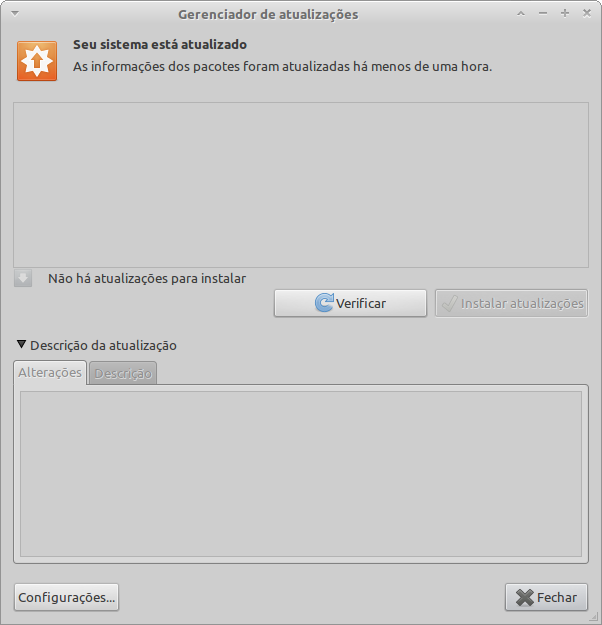 Gerenciador de atualizações, no Xubuntu 11.04
