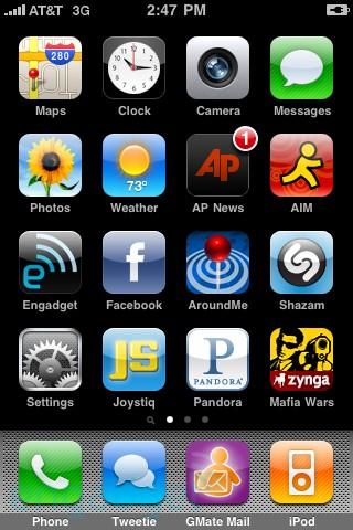 Interface do iOS, o sistema operacional do iPhone.