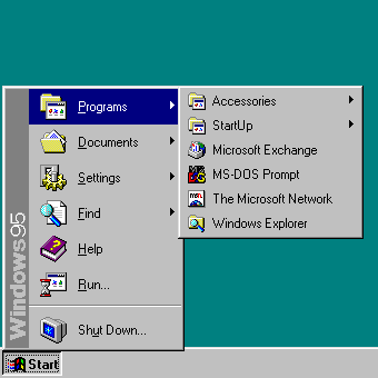 Menu Iniciar do Windows 95