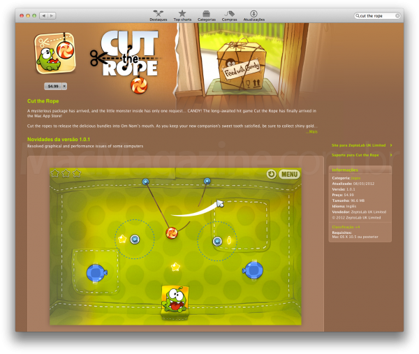 Jogo na Mac App Store brasileira