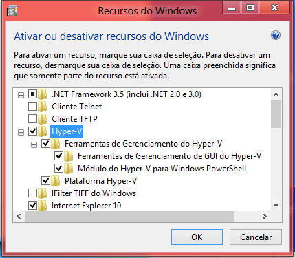 Ativando o Hyper-V no Windows 8