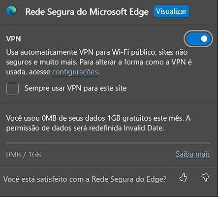 Franquia VPN Microsoft Edge
