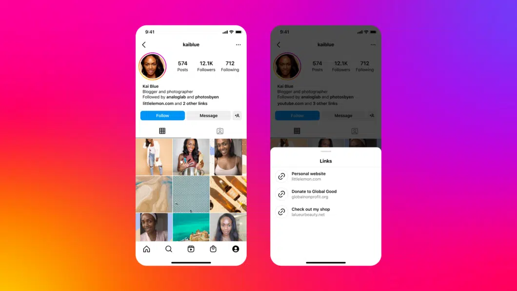 Adeus, Linktree: Instagram agora permite cinco links na bio 1 instagram links na bio 1060x596 1