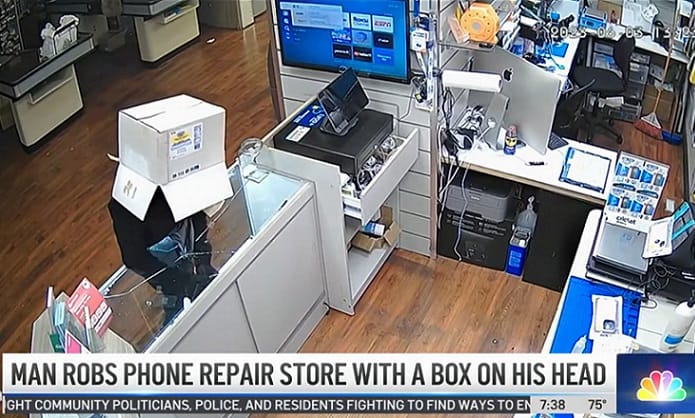 Trapalhão: homem rouba iPhones com caixa de papelão na cabeça, mas após descuido é preso 1 iPhones