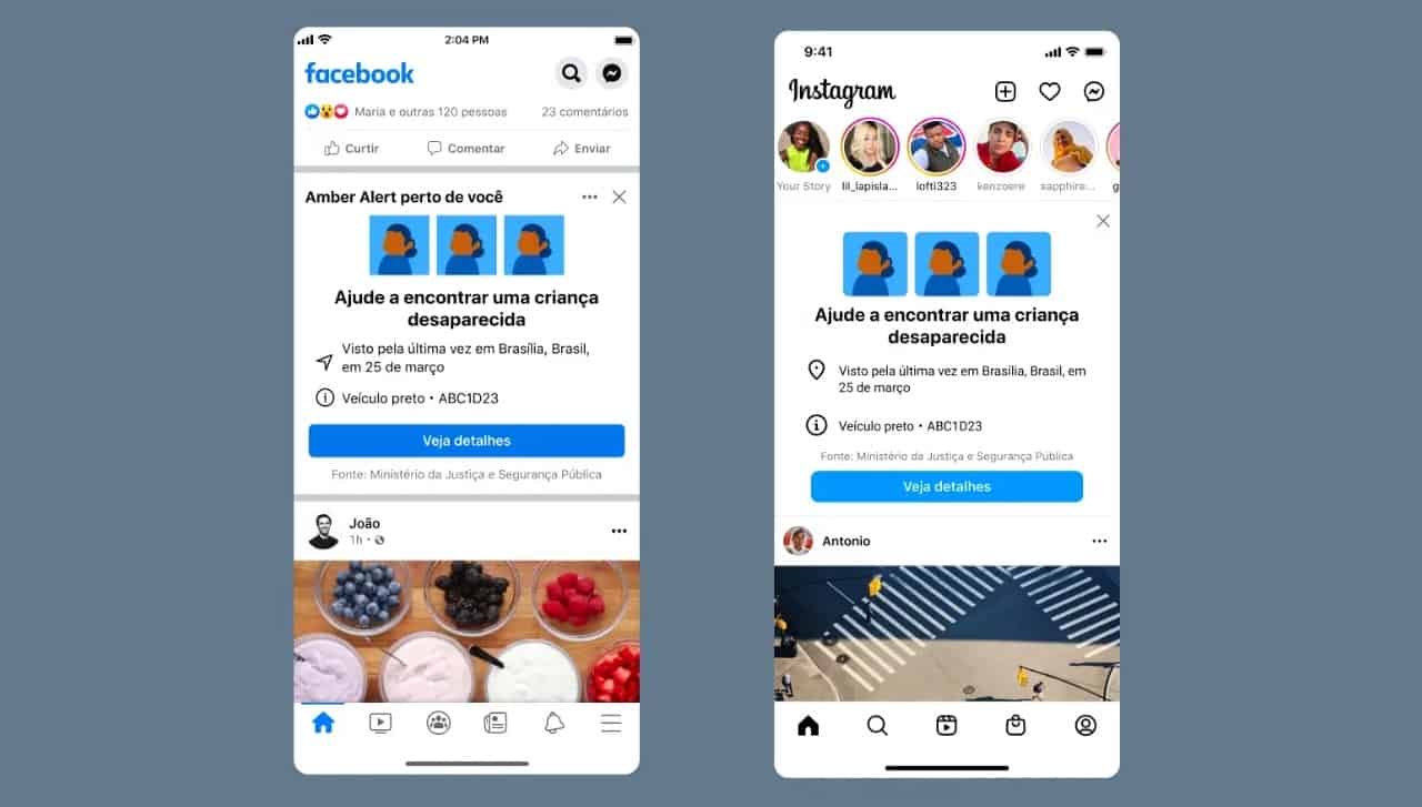 Facebook e Instagram vai mostrar alerta de crianças desaparecidas por perto
