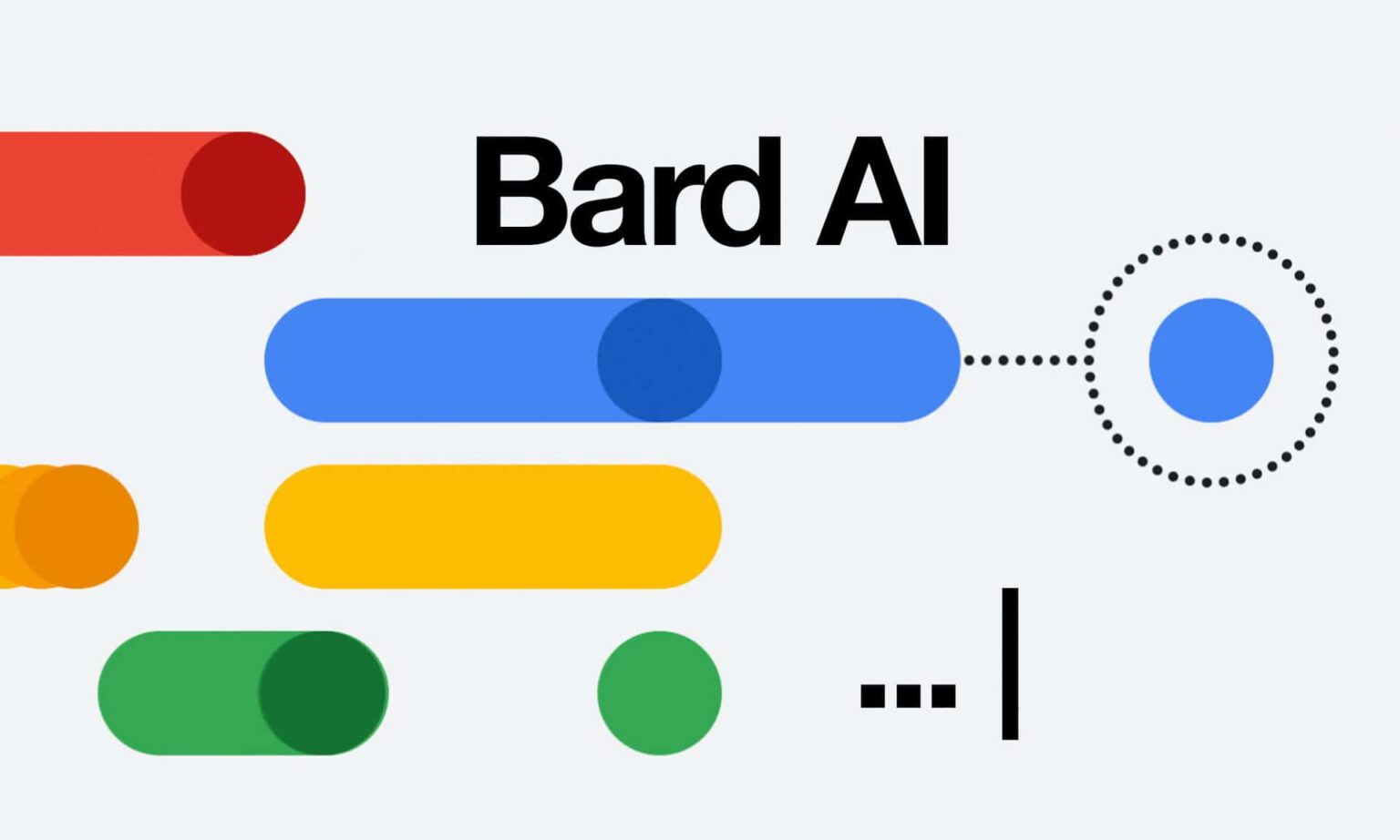 Logo do Bard AI do Google com barras coloridas em vermelho, azul, amarelo e verde e um círculo pontilhado ao lado