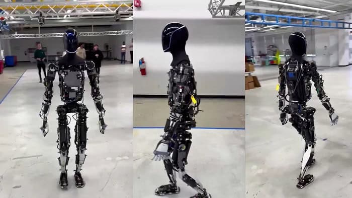 Optimus sem vestimentas: vídeo mostra robô da Tesla caminhando ao revelar suas engrenagens 1 Robô da Tesla