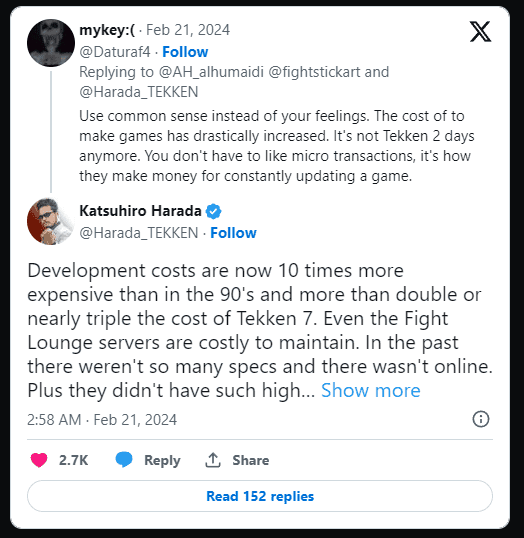 Custo de produção de jogos aumentou 10x desde anos 90, diz criador do Tekken 1 imagem 2024 02 28 143734346