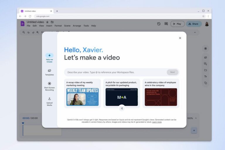 Vids é o novo app do Google para criar vídeos de apresentações de forma mais simples