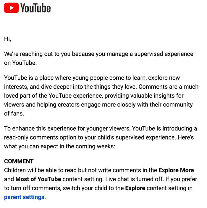 YouTube aprimora Controle Parental com opção de comentários apenas para leitura 1 Youtube