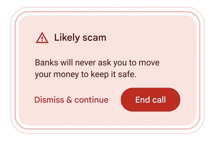 Gemini Nano alert when there is a possibility of a scam