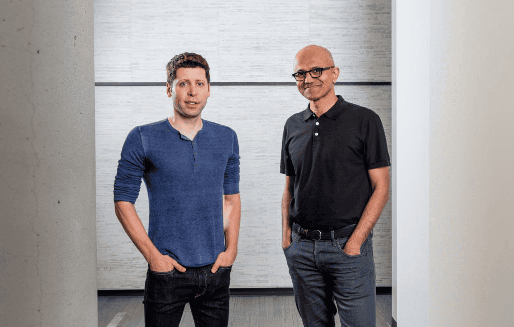 Microsoft investiu bilhões na OpenAI por medo do Google 2 Satya Nadella e Sam Altman