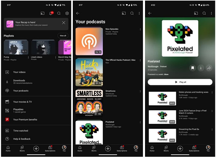 Youtube ganha área dedicada a Podcasts sem necessidade do Youtube Music 1 Nova página "Seus Podcasts" no YouTube