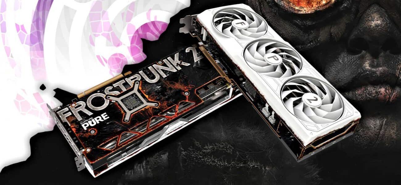 imagem da placa de vídeo Radeon RX 7700XT com tema de Frostpunk 2