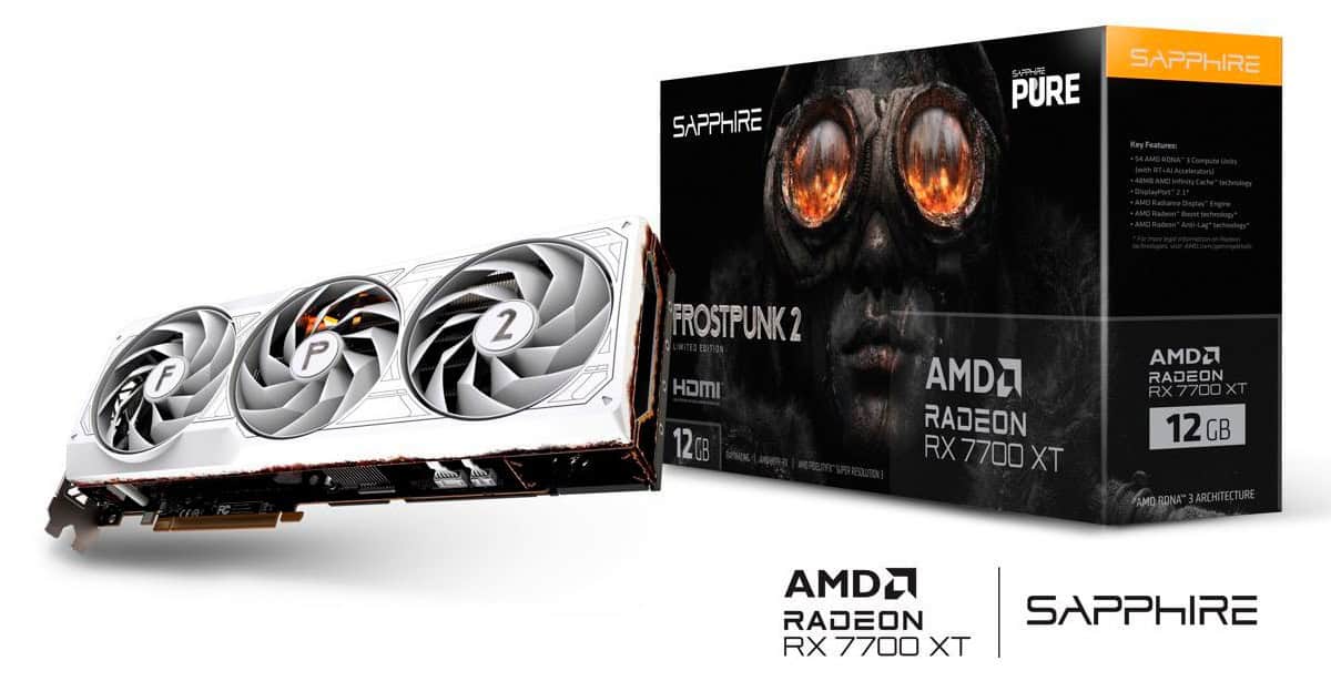 Sapphire lança versão da Radeon RX 7700XT com referências ao game Frostpunk 2 4 imagem da placa de vídeo Radeon RX 7700XT com tema de Frostpunk 2