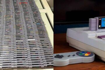 coleção de fitas do Super Nintendo