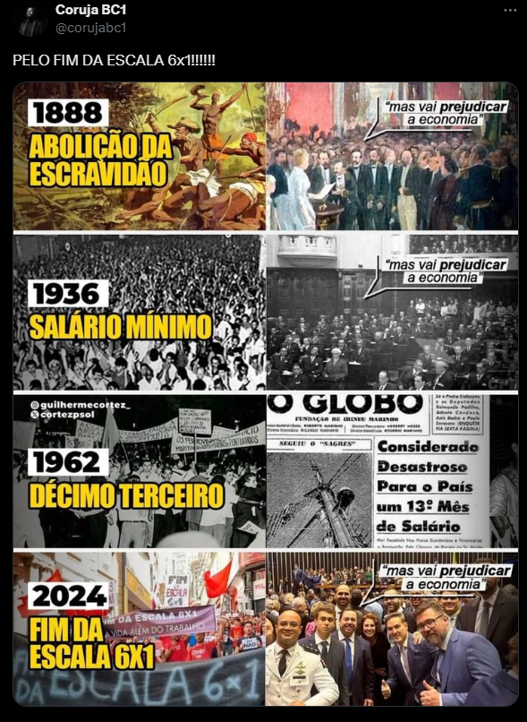 Fim da escala 6x1: confira a repercussão nas redes sociais 2 imagem 2024 11 14 160120306