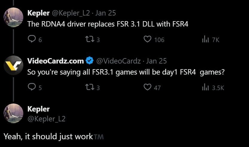 Rumor: todos os jogos compatíveis com AMD FSR 3.1 terão suporte ao FSR 4 1 AMD FSR4 e1737886599698