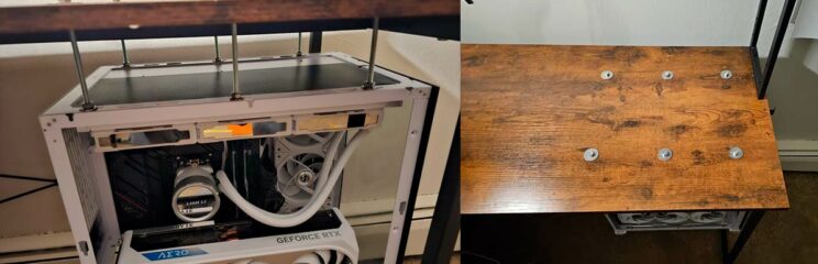 pc parafusado embaixo da mesa