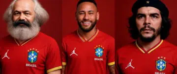 Memes gerados por IA mostram Karl Marx, Neymar e Che Guevara vestindo a nova camisa vermelha da Seleção Brasileira"