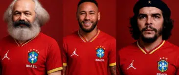 Memes gerados por IA mostram Karl Marx, Neymar e Che Guevara vestindo a nova camisa vermelha da Seleção Brasileira"