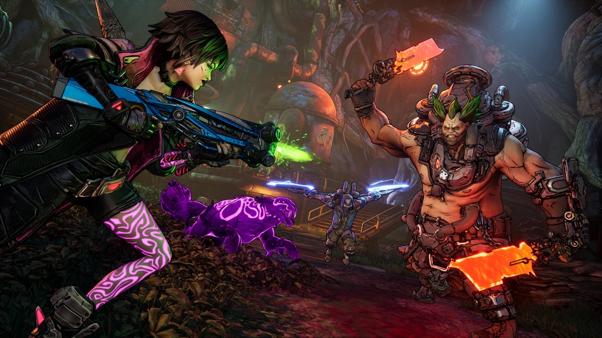 Borderlands 4 pode ser um pesadelo para consoles: desempenho e críticas levantam alerta 2 Cena de ação com personagens em estilo cel shading em cenário subterrâneo futurista, em combate