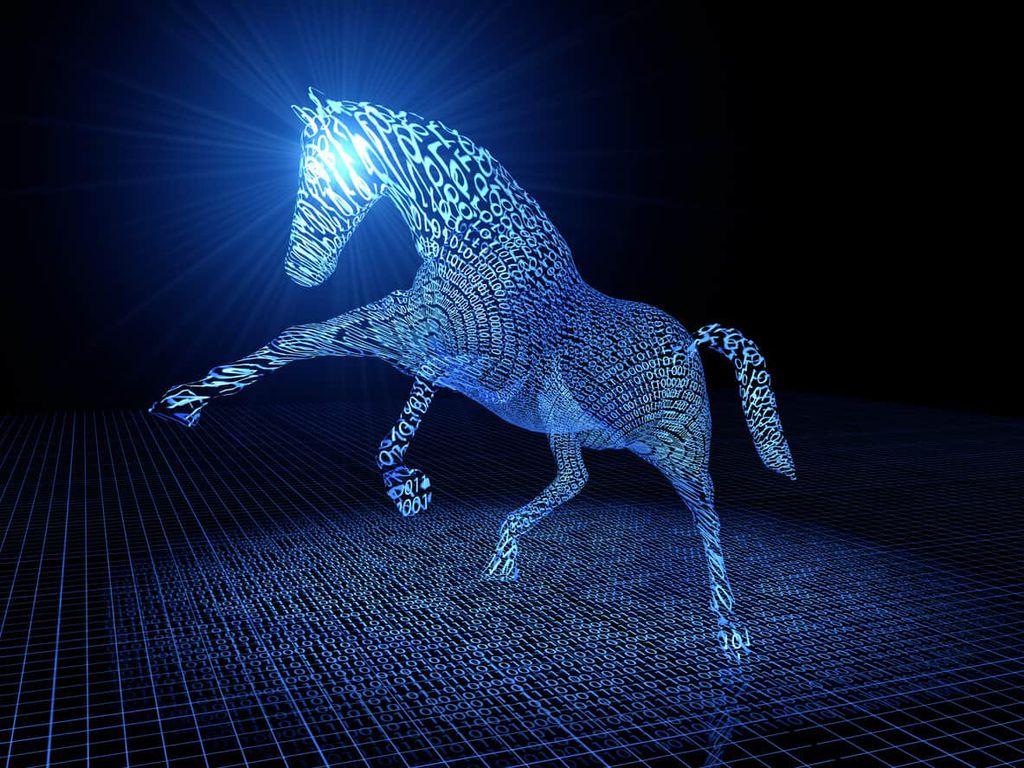 Vírus VenomRAT expõe dados de hóspedes em hotéis brasileiros 2 Imagem digital azul neon mostra o VenomRAT como um cavalo de código em movimento