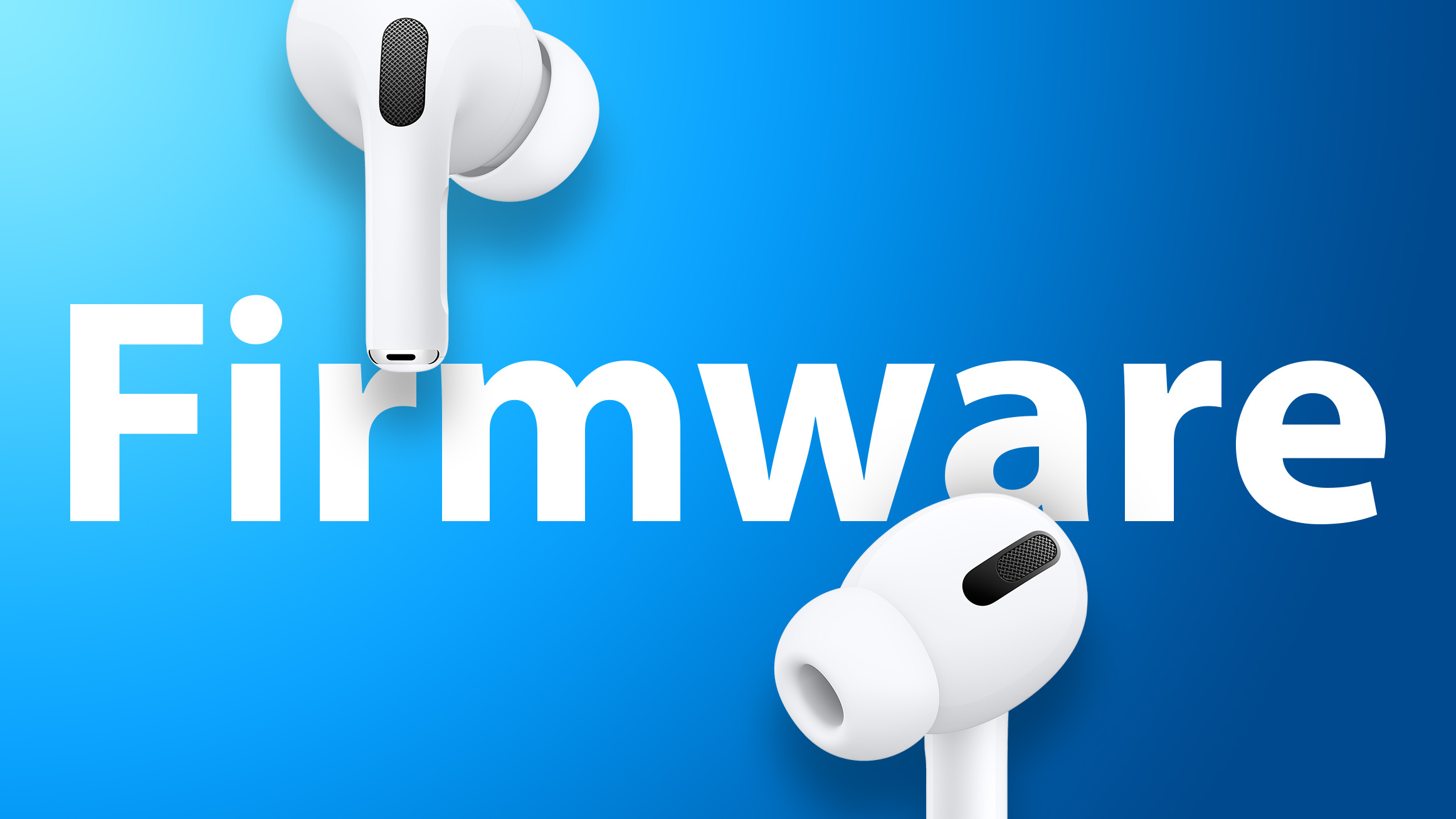 AirPods Pro 3 recebem atualização de firmware com melhorias do iOS 26 2 AirPods Pro 3 com texto Firmware e fundo gradiente azul