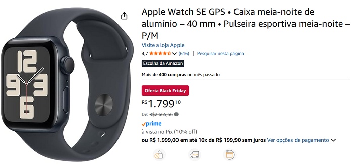 Apple Watch SE GPS atinge seu menor preço histórico saindo por R$1.799 na Amazon 2 1 57