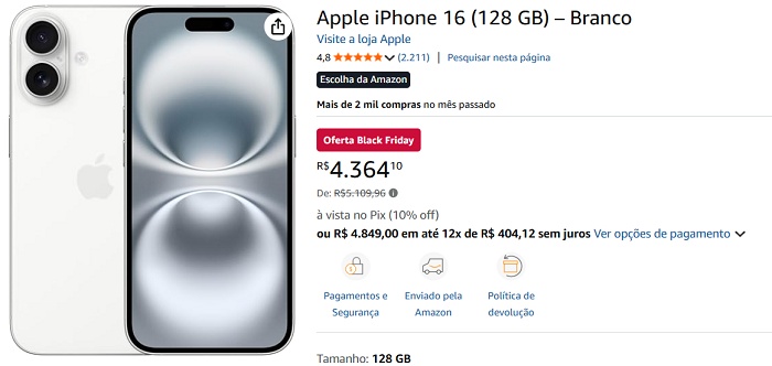 Chegou a hora! iPhone 16 está saindo por R$4.364 em promoção no Esquenta Black Friday 3 1 58