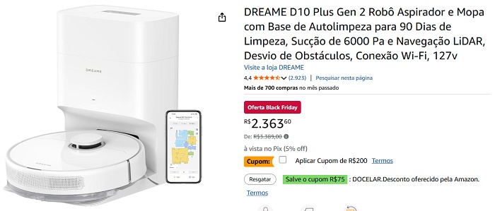 Estoque do Dreame D10 Plus Gen 2 quase no fim: desconto leva robô que “faz tudo sozinho” a R$ 2.163 na Amazon 1 1 89