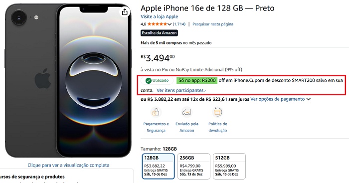 iPhone 16e em oferta na Amazon: entre no mundo Apple por R$ 3.294 1 1 93