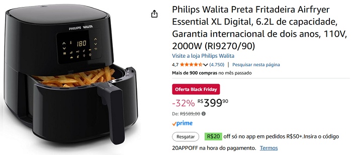 3 fritadeiras elétricas airfryers com até 47% de desconto (uma no modelo forno) 2 2 16