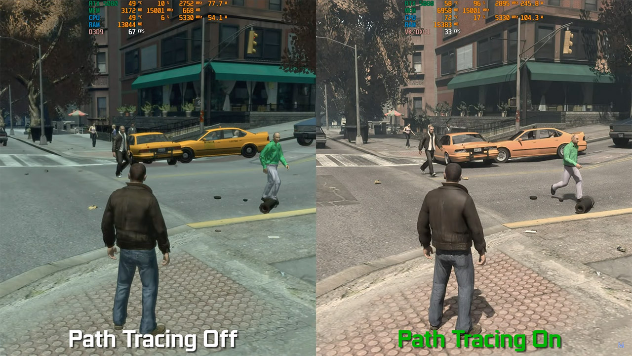 Desenvolvedor usa RTX Remix para aplicar path tracing no GTA 4; veja o resultado 2 grand theft auto 4 vanilla vs rtx remix 2