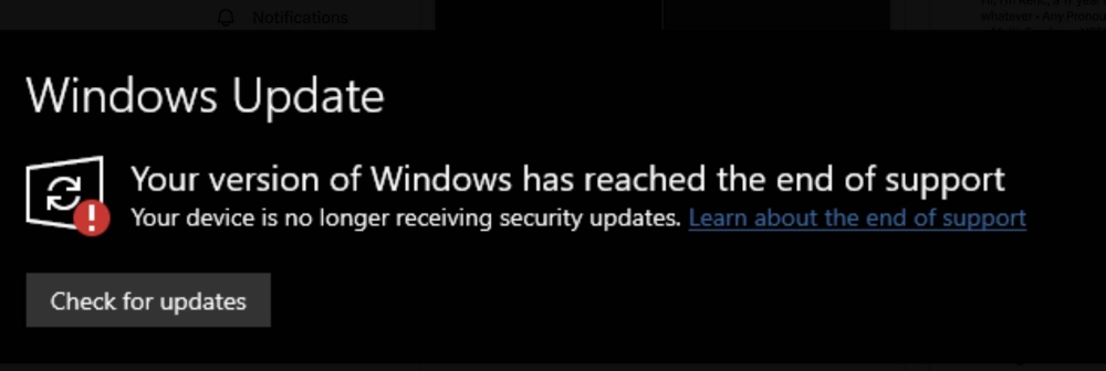 Usuários com suporte estendido do Windows 10 recebem aviso incorreto de fim do sistema 2 Tela do Windows Update exibindo alerta falso de fim de suporte do Windows 10 ESU